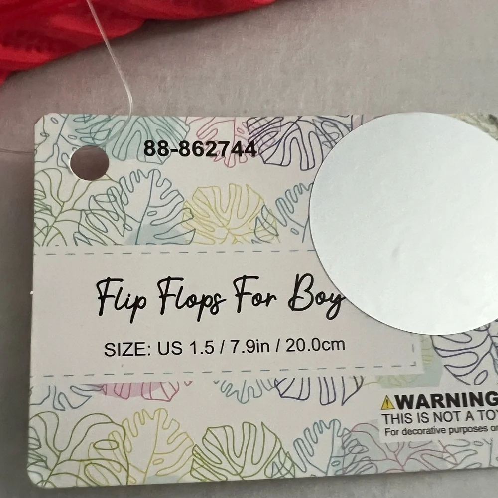 NWT MomentumBrands Flip Flop For Boy Red/Black Size US 32 1.5 7/9in./ 20cm.Beach